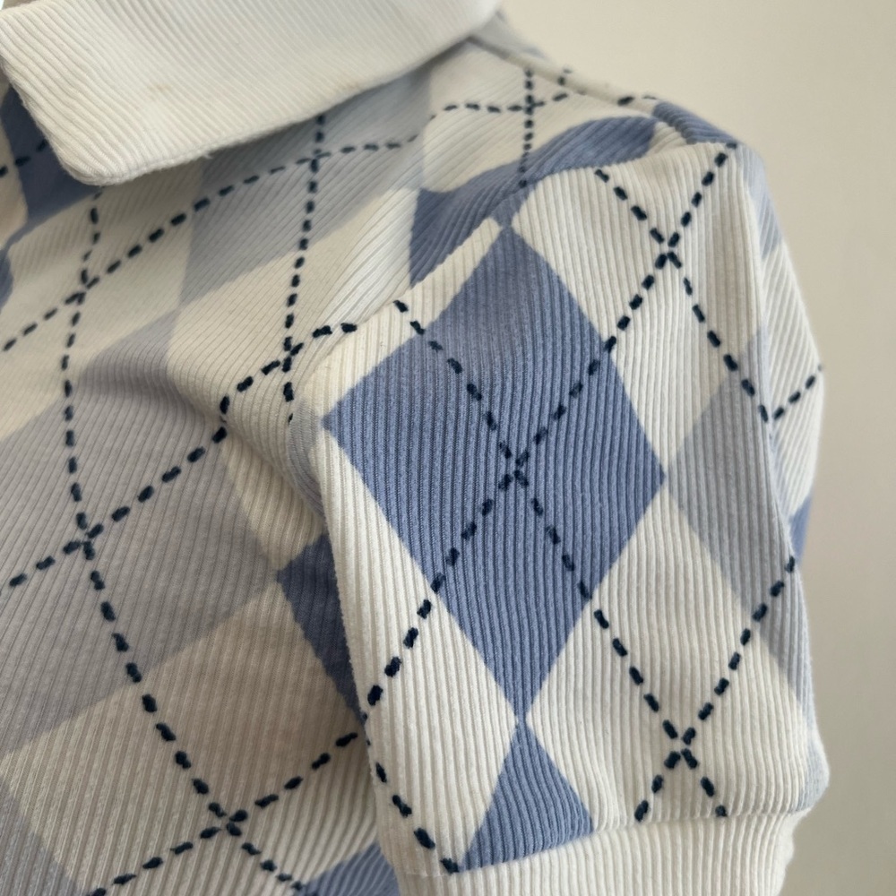 Ultra Flirt Blue and White Argyle Dress - Picture 4 of 8